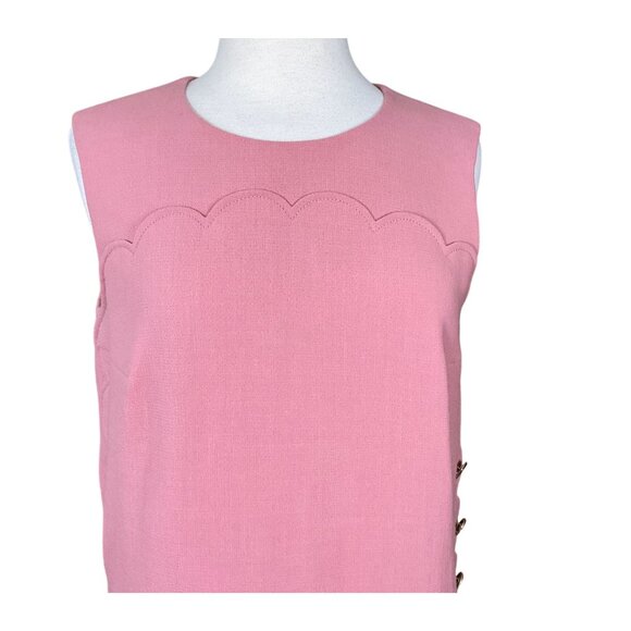 Escada Dascalopa Scalloped Pink Wool Sleeveless Lined Midi Dress 38 or US 8 - Picture 3 of 11
